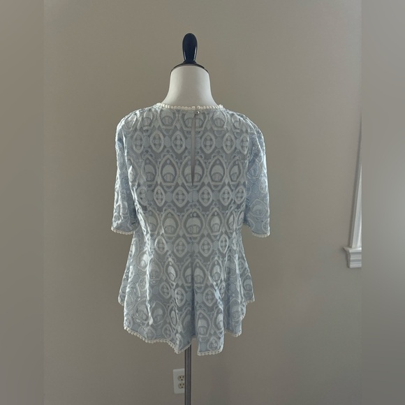 Anthropologie HD in Paris ‘Signa’ Blue Lace Peplum Top – Size 8 - Picture 3 of 4